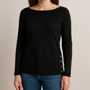 Ann Taylor Black Button-Detail Pull Over Sweater (Fall Collection)